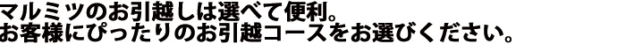 マルミツのお引越しは選べて便利。お客様にぴったりのお引越しコースをお選びください。